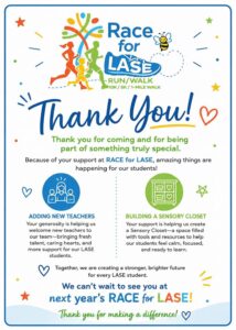 thank you for joining the Race for LASE